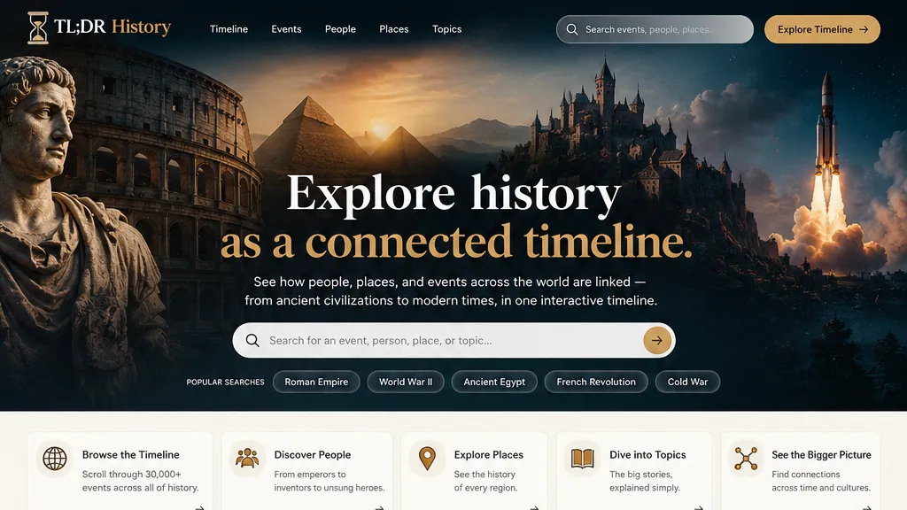 TL;DR History website homepage