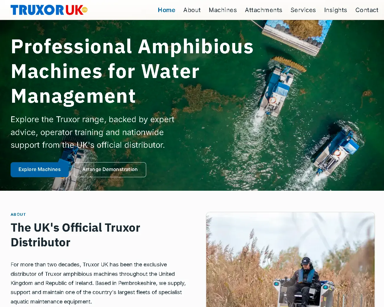 Truxor UK website homepage